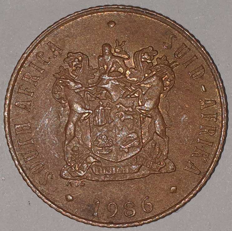 1986 - 2 CENT COIN (TWO CENT COIN) - RSA - BRONZE - KM#83 - BILINGUAL LEGEND - WILDEBEEST
